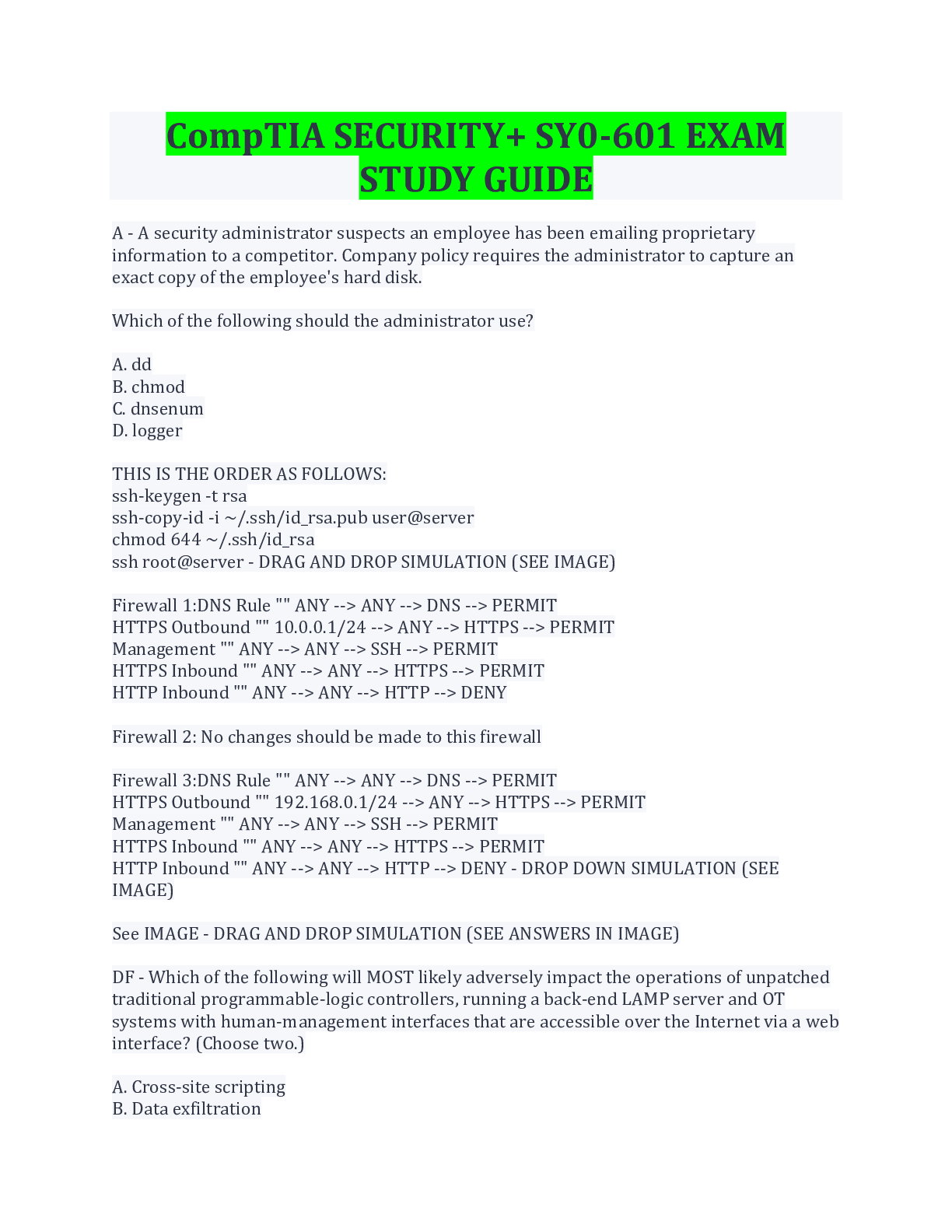 CompTIA SECURITY+ SY0601 EXAM STUDY GUIDE/ DOWNLOAD Browsegrades